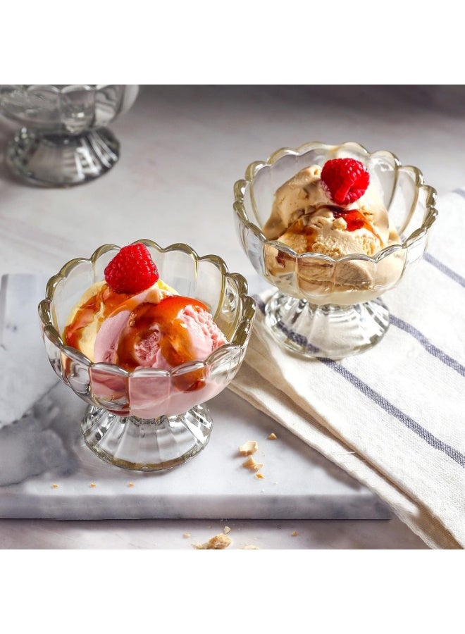 LYNLYN 4PCS Glass Dessert Bowls Set, 200ml Clear Ice Cream Cups with Flower Spoons, Elegant Glass Bowls for Sundae, Fruit, Salad, Snack and Party Serving - Image 5